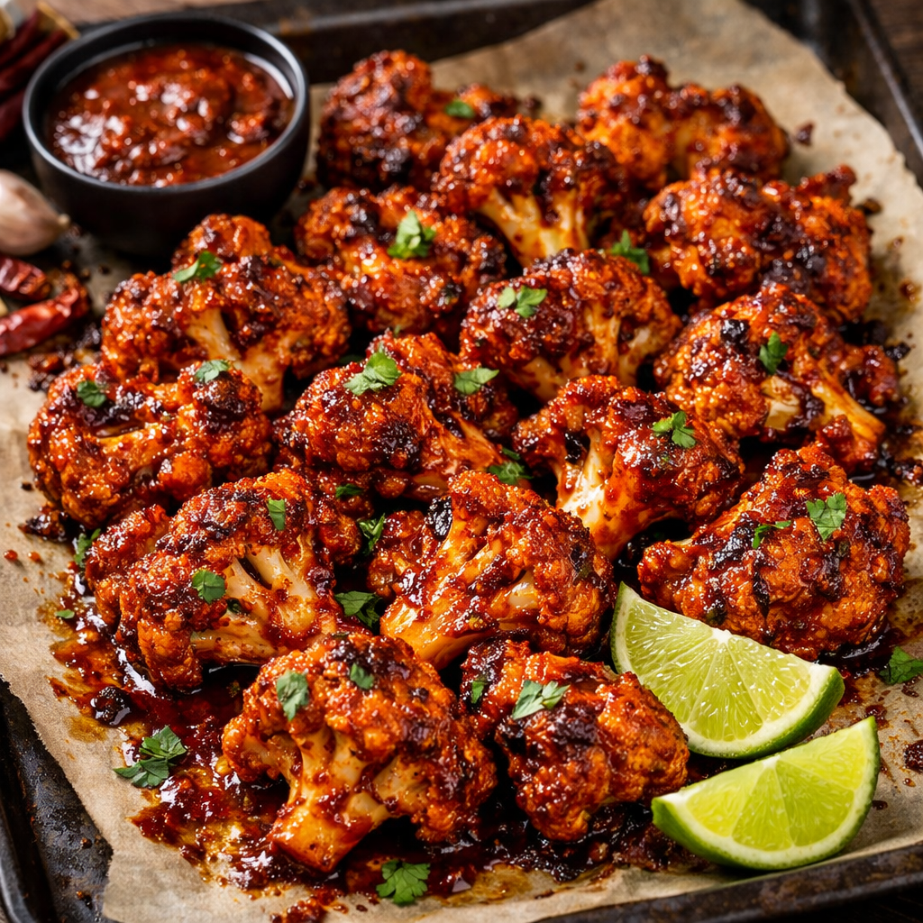 Ofengemüse mit getrockneter Chili-Soße, perfekt für Blumenkohl oder anderes Gemüse