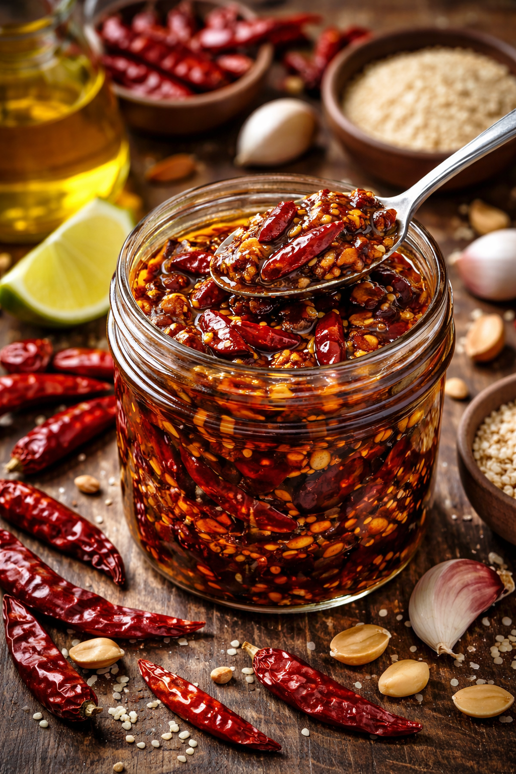 Salsa Macha mit ganzen Chilis