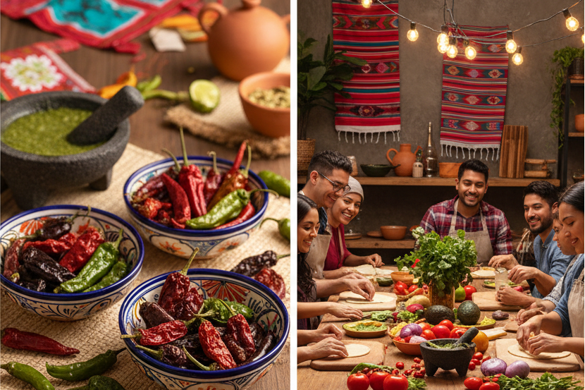 Chilischoten und Kochen zusammen bei Kathia de Mexico