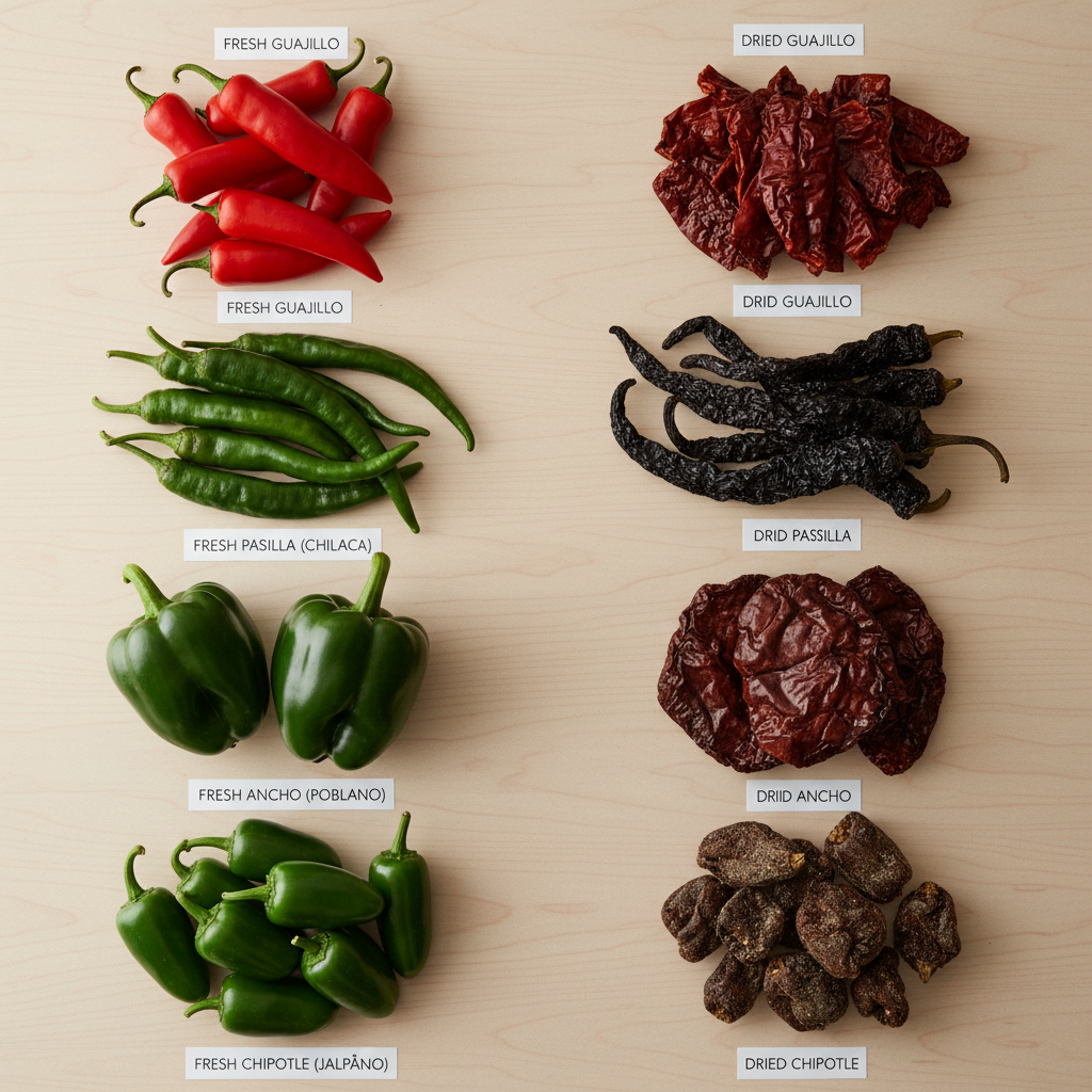 Getrocknete Chilis bei Kathia de Mexico